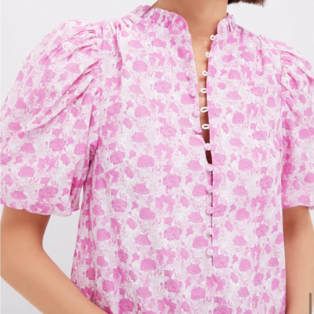 🌸 HYACINTH HOUSE Pink and White Floral Mimi Midi Dress XL 🌸 - Picture 6 of 9